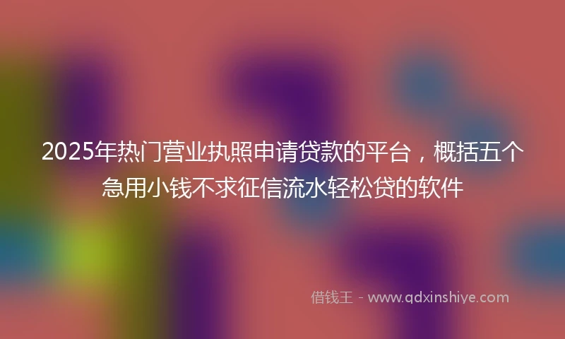 2025年热门营业执照申请贷款的平台，概括五个急用小钱不求征信流水轻松贷的软件
