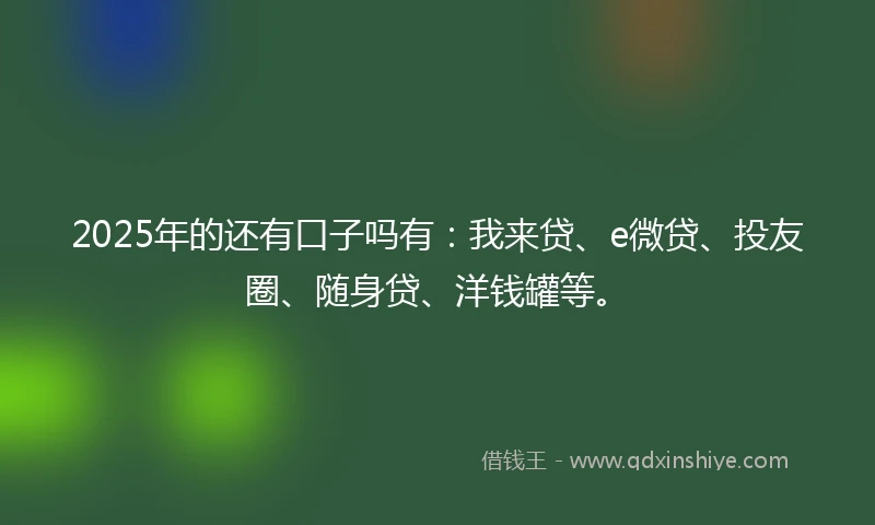 2025年的还有口子吗有：我来贷、e微贷、投友圈、随身贷、洋钱罐等。
