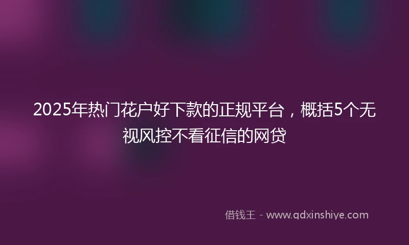 2025年热门花户好下款的正规平台，概括5个无视风控不看征信的网贷