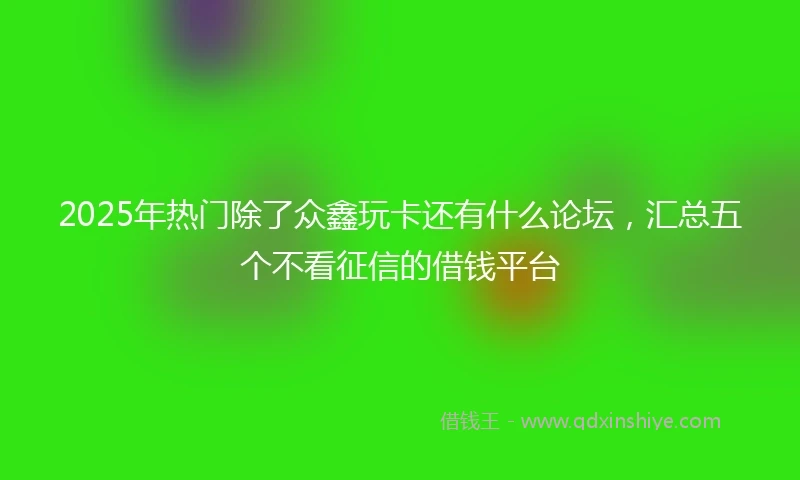 2025年热门除了众鑫玩卡还有什么论坛，汇总五个不看征信的借钱平台
