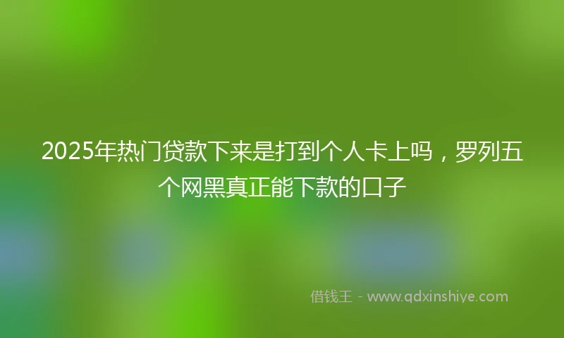 2025年热门贷款下来是打到个人卡上吗，罗列五个网黑真正能下款的口子