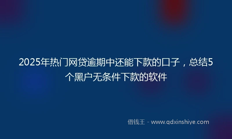 2025年热门网贷逾期中还能下款的口子，总结5个黑户无条件下款的软件