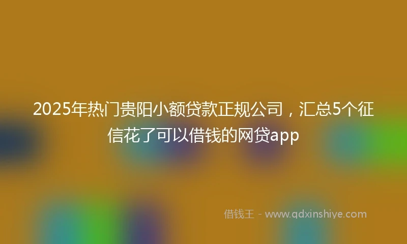 2025年热门贵阳小额贷款正规公司，汇总5个征信花了可以借钱的网贷app