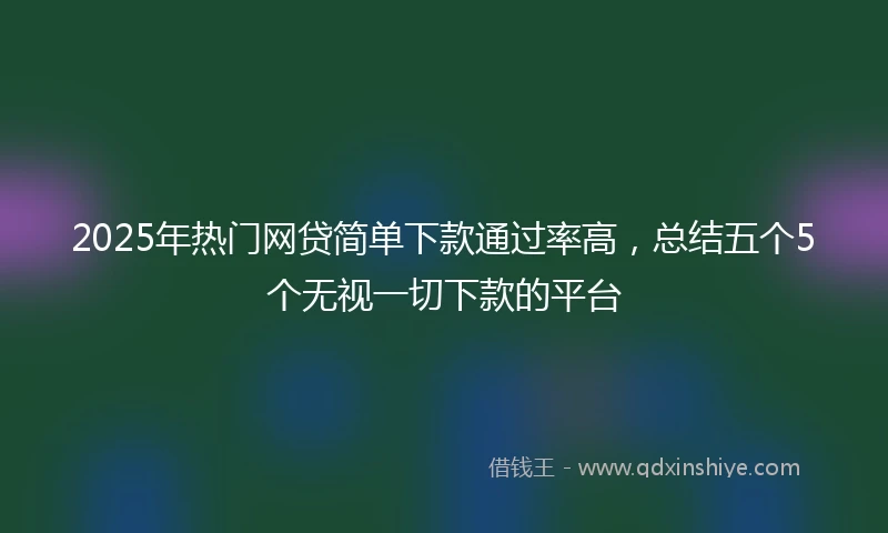 2025年热门网贷简单下款通过率高，总结五个5个无视一切下款的平台