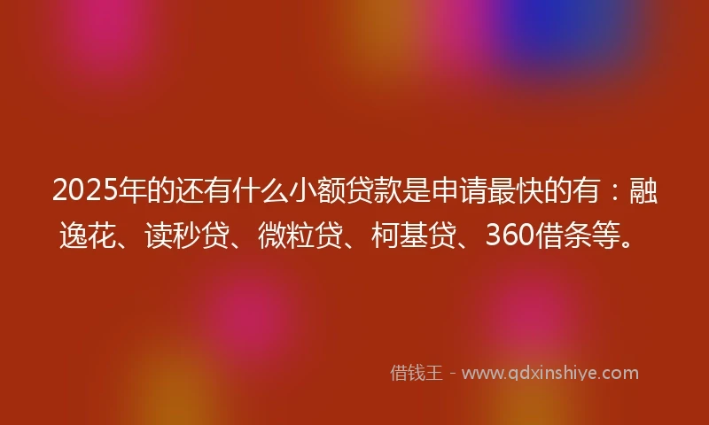 2025年的还有什么小额贷款是申请最快的有：融逸花、读秒贷、微粒贷、柯基贷、360借条等。