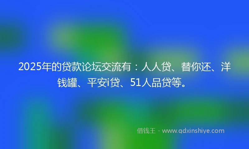 2025年的贷款论坛交流有：人人贷、替你还、洋钱罐、平安i贷、51人品贷等。