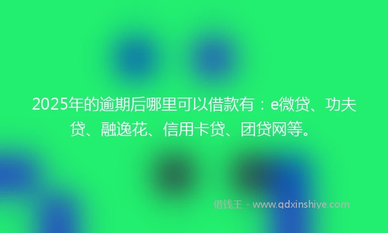 2025年的逾期后哪里可以借款有：e微贷、功夫贷、融逸花、信用卡贷、团贷网等。