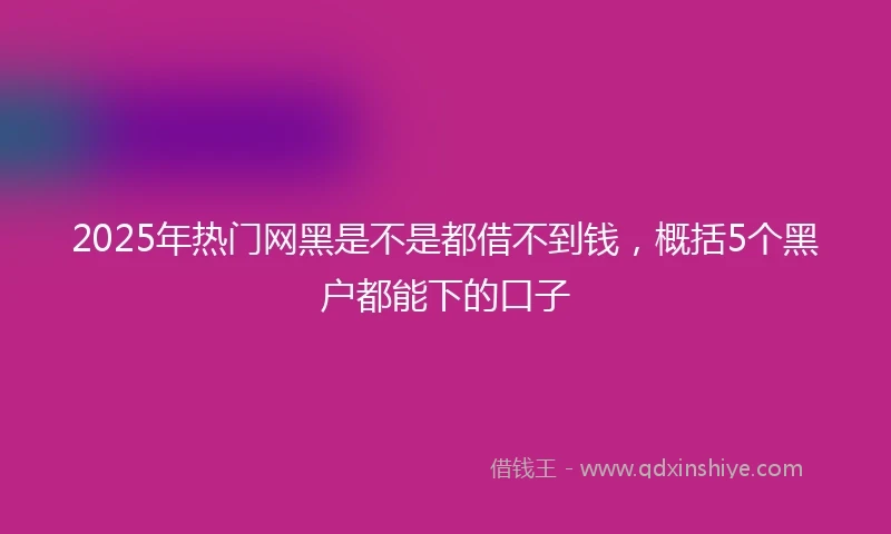 2025年热门网黑是不是都借不到钱，概括5个黑户都能下的口子