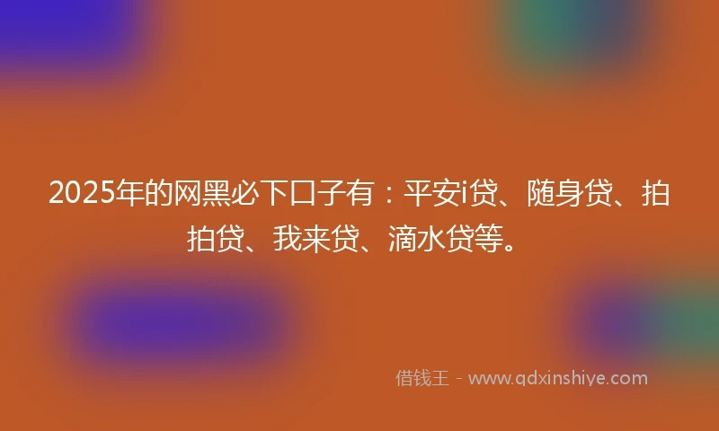 2025年的网黑必下口子有：平安i贷、随身贷、拍拍贷、我来贷、滴水贷等。