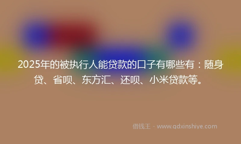2025年的被执行人能贷款的口子有哪些有：随身贷、省呗、东方汇、还呗、小米贷款等。