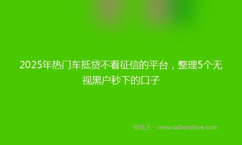 2025年热门车抵贷不看征信的平台，整理5个无视黑户秒下的口子