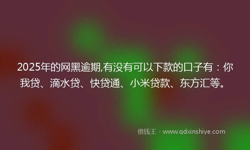 2025年的网黑逾期,有没有可以下款的口子有：你我贷、滴水贷、快贷通、小米贷款、东方汇等。