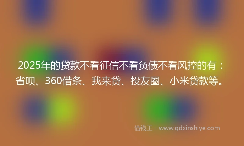 2025年的贷款不看征信不看负债不看风控的有：省呗、360借条、我来贷、投友圈、小米贷款等。