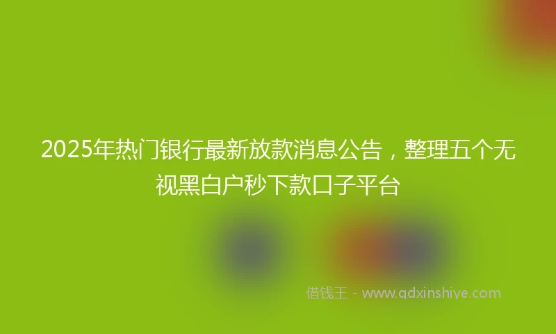 2025年热门银行最新放款消息公告，整理五个无视黑白户秒下款口子平台