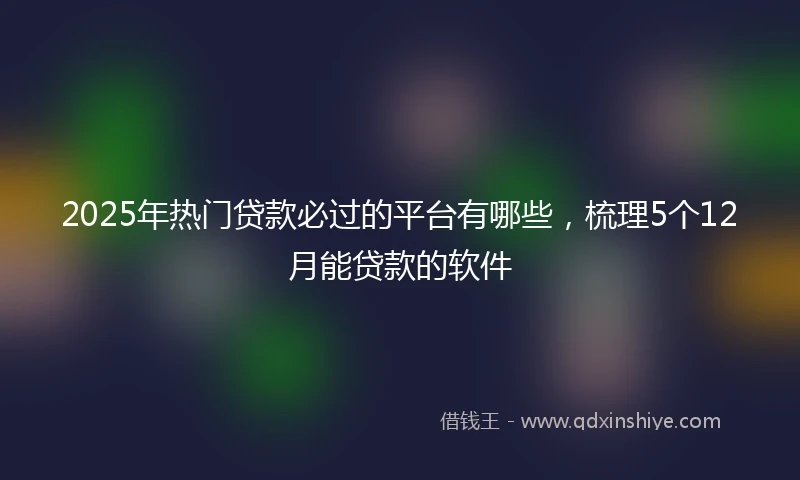 2025年热门贷款必过的平台有哪些，梳理5个12月能贷款的软件