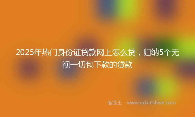 2025年热门身份证贷款网上怎么贷，归纳5个无视一切包下款的贷款