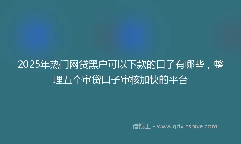 2025年热门网贷黑户可以下款的口子有哪些，整理五个审贷口子审核加快的平台