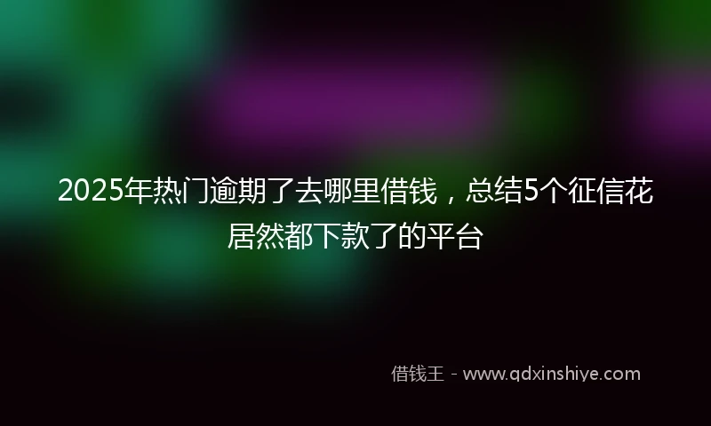 2025年热门逾期了去哪里借钱，总结5个征信花居然都下款了的平台