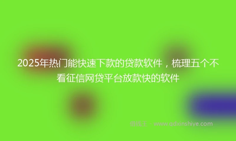 2025年热门能快速下款的贷款软件，梳理五个不看征信网贷平台放款快的软件