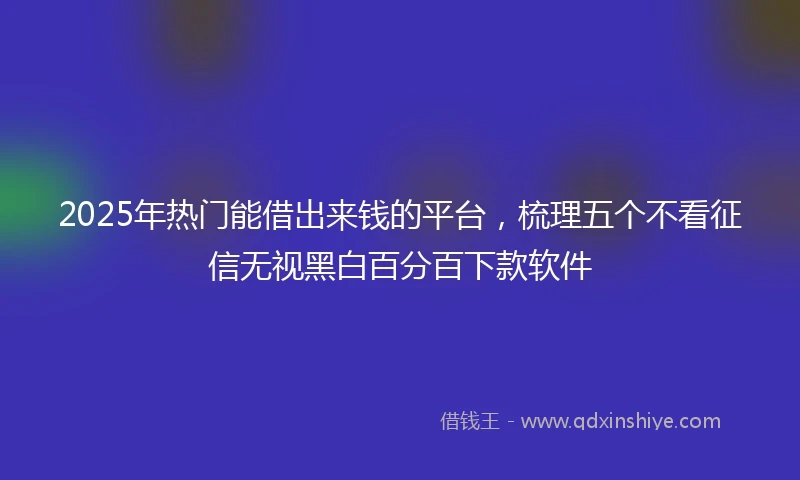 2025年热门能借出来钱的平台，梳理五个不看征信无视黑白百分百下款软件