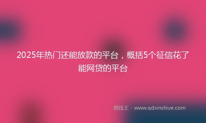 2025年热门还能放款的平台，概括5个征信花了能网贷的平台