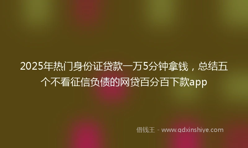 2025年热门身份证贷款一万5分钟拿钱，总结五个不看征信负债的网贷百分百下款app