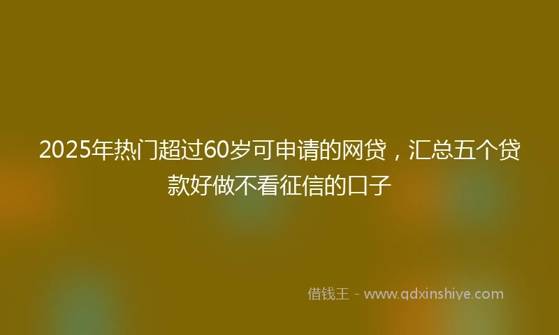 2025年热门超过60岁可申请的网贷，汇总五个贷款好做不看征信的口子