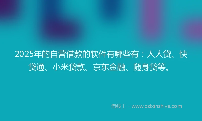 2025年的自营借款的软件有哪些有：人人贷、快贷通、小米贷款、京东金融、随身贷等。