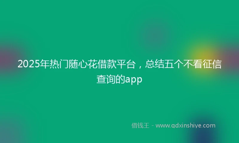 2025年热门随心花借款平台，总结五个不看征信查询的app