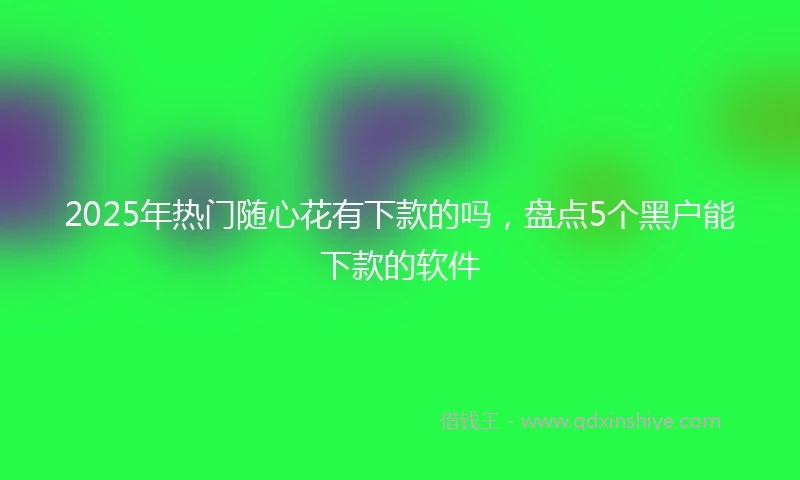 2025年热门随心花有下款的吗，盘点5个黑户能下款的软件