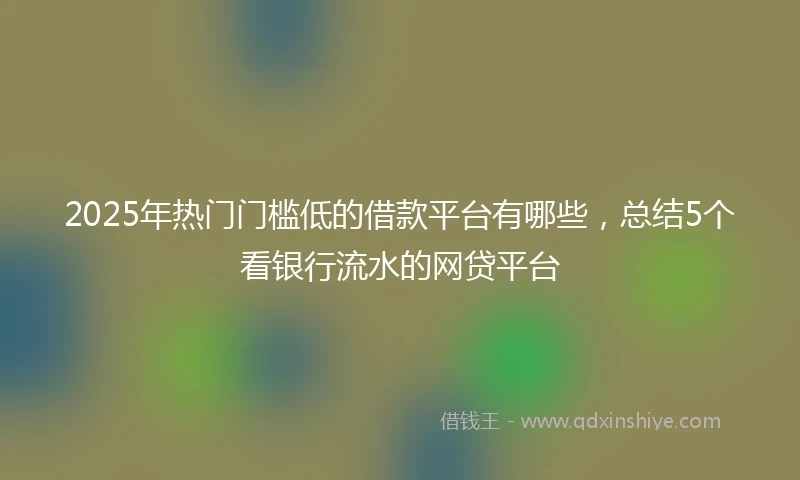 2025年热门门槛低的借款平台有哪些，总结5个看银行流水的网贷平台