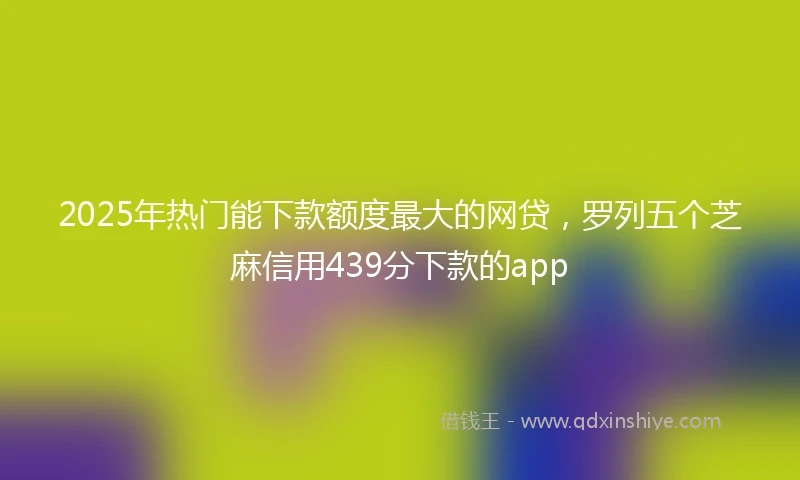 2025年热门能下款额度最大的网贷，罗列五个芝麻信用439分下款的app
