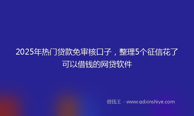 2025年热门贷款免审核口子，整理5个征信花了可以借钱的网贷软件