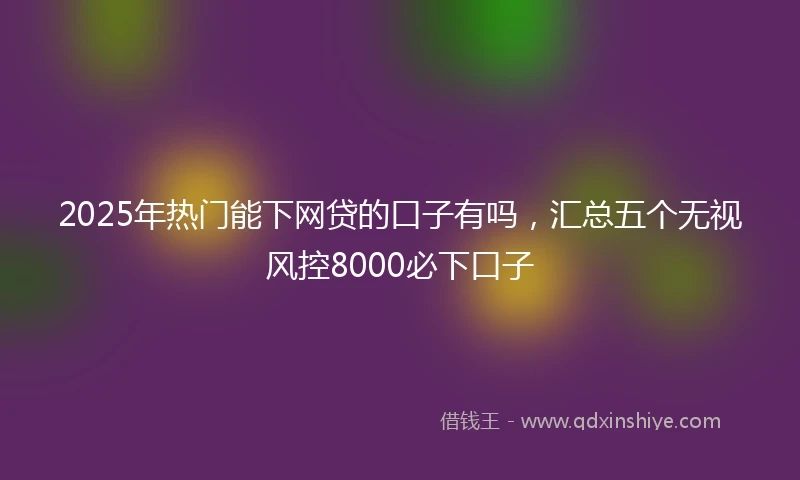 2025年热门能下网贷的口子有吗，汇总五个无视风控8000必下口子