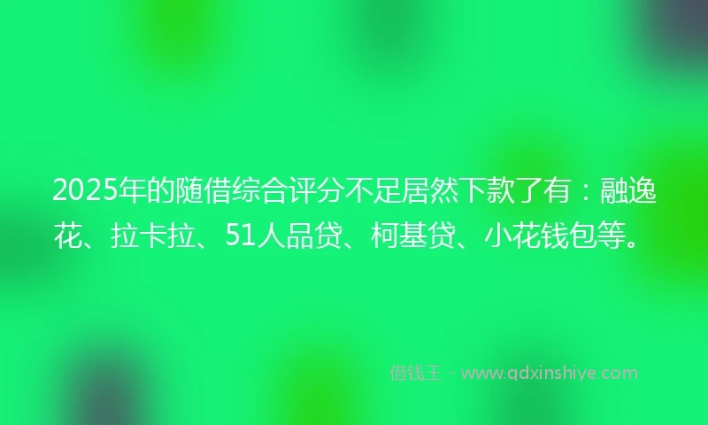 2025年的随借综合评分不足居然下款了有：融逸花、拉卡拉、51人品贷、柯基贷、小花钱包等。