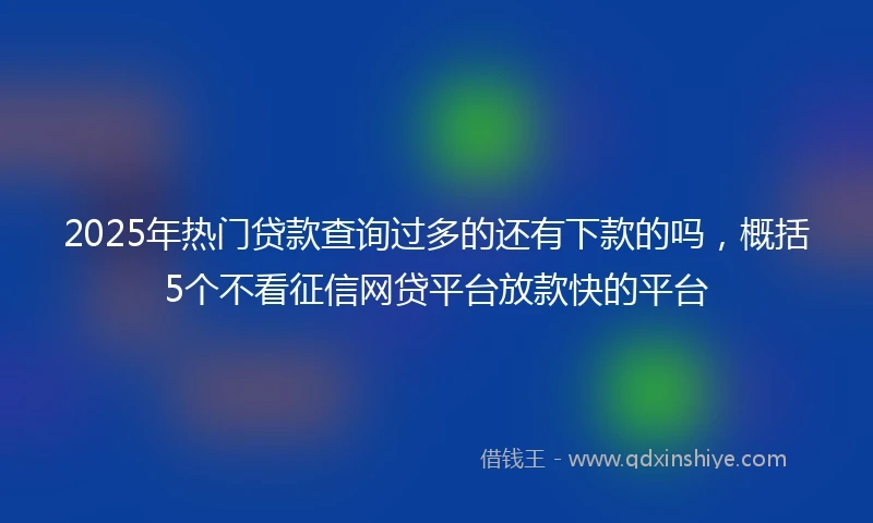 2025年热门贷款查询过多的还有下款的吗，概括5个不看征信网贷平台放款快的平台