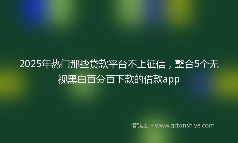2025年热门那些贷款平台不上征信，整合5个无视黑白百分百下款的借款app