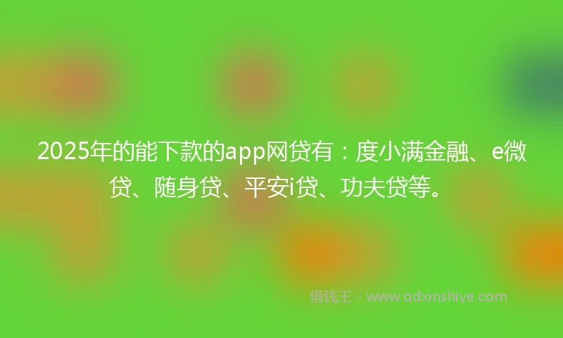2025年的能下款的app网贷有：度小满金融、e微贷、随身贷、平安i贷、功夫贷等。