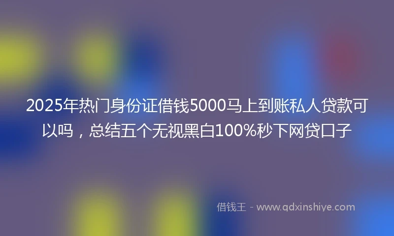 2025年热门身份证借钱5000马上到账私人贷款可以吗，总结五个无视黑白100%秒下网贷口子