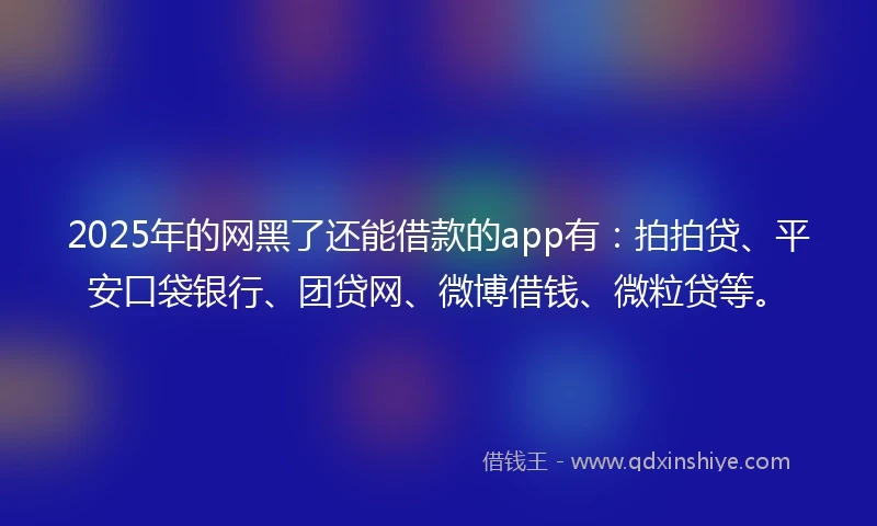 2025年的网黑了还能借款的app有：拍拍贷、平安口袋银行、团贷网、微博借钱、微粒贷等。