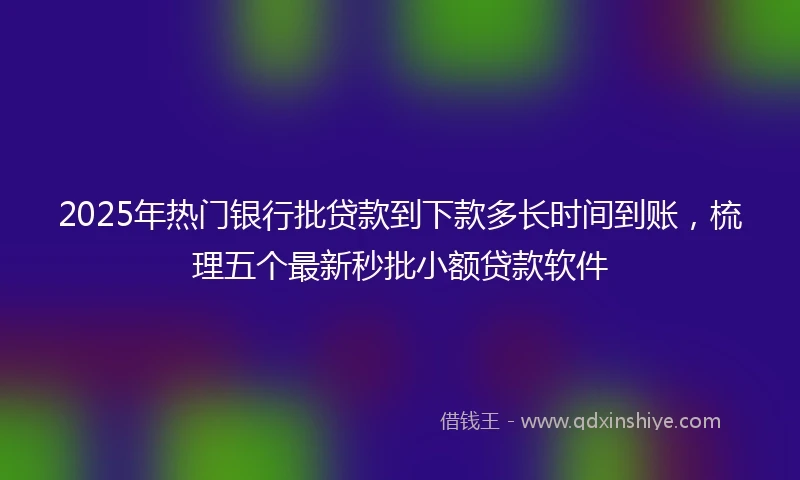 2025年热门银行批贷款到下款多长时间到账，梳理五个最新秒批小额贷款软件
