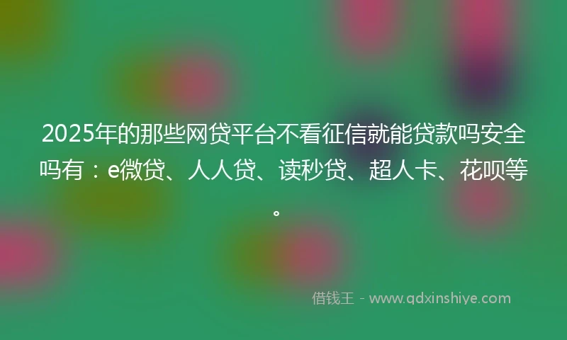 2025年的那些网贷平台不看征信就能贷款吗安全吗有：e微贷、人人贷、读秒贷、超人卡、花呗等。