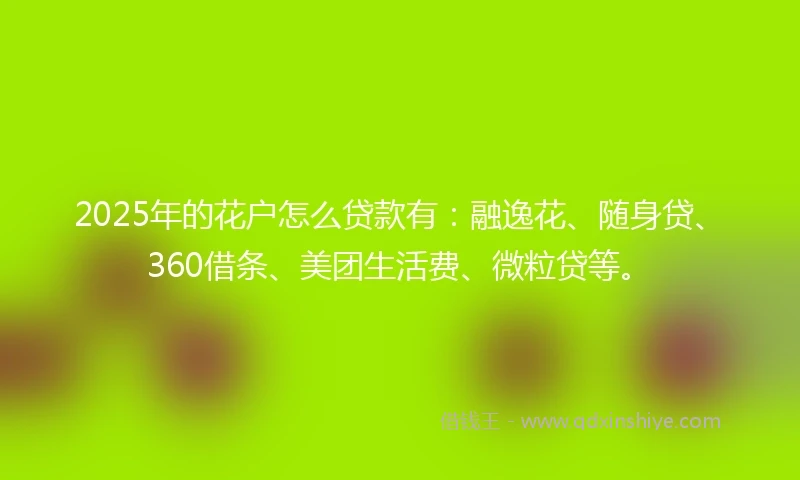 2025年的花户怎么贷款有：融逸花、随身贷、360借条、美团生活费、微粒贷等。