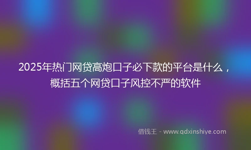 2025年热门网贷高炮口子必下款的平台是什么，概括五个网贷口子风控不严的软件