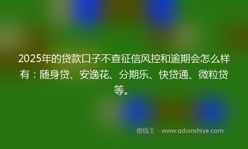2025年的贷款口子不查征信风控和逾期会怎么样有：随身贷、安逸花、分期乐、快贷通、微粒贷等。