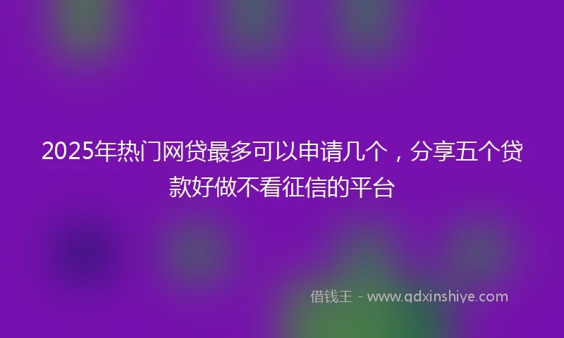 2025年热门网贷最多可以申请几个，分享五个贷款好做不看征信的平台