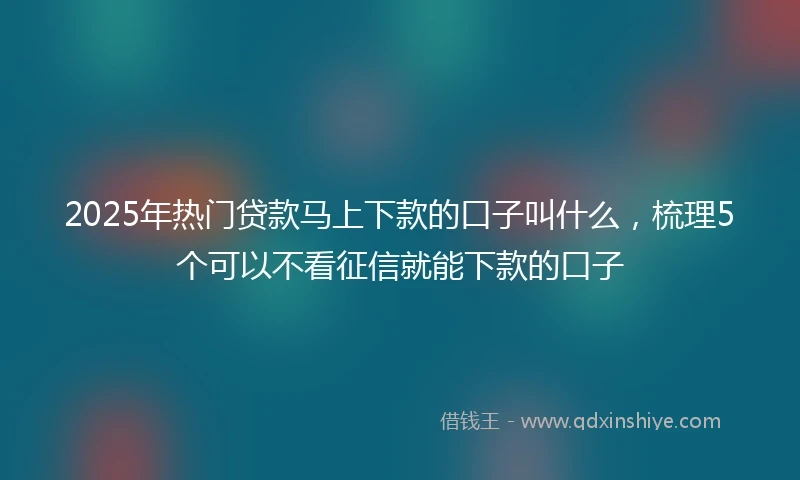2025年热门贷款马上下款的口子叫什么，梳理5个可以不看征信就能下款的口子