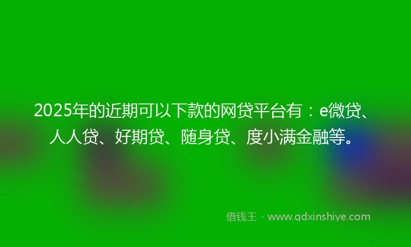 2025年的近期可以下款的网贷平台有：e微贷、人人贷、好期贷、随身贷、度小满金融等。