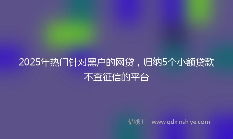 2025年热门针对黑户的网贷，归纳5个小额贷款不查征信的平台
