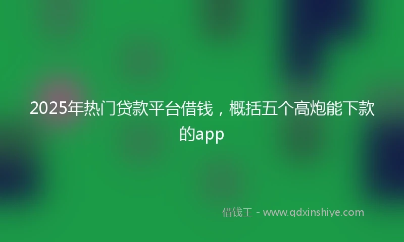 2025年热门贷款平台借钱，概括五个高炮能下款的app